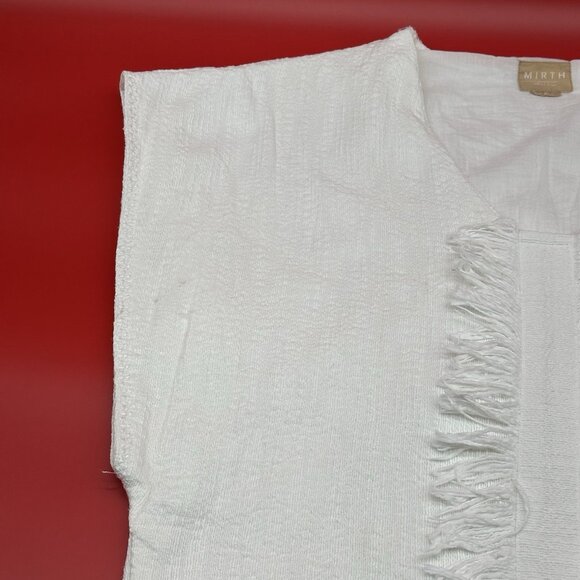 Mirth El Tule Caftan Women's Size Small Handmade Cotton Lined Fringe Mini Dress - Picture 4 of 12